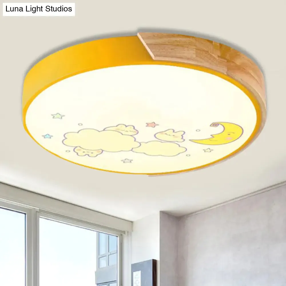 Cartoon LED Flush Ceiling Light Fixture for Kindergartens - Round Acrylic LED Ceiling Light