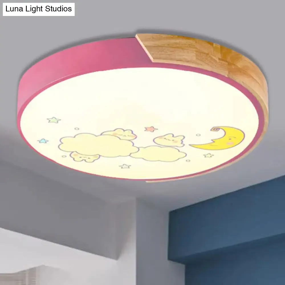 Cartoon LED Flush Ceiling Light Fixture for Kindergartens - Round Acrylic LED Ceiling Light