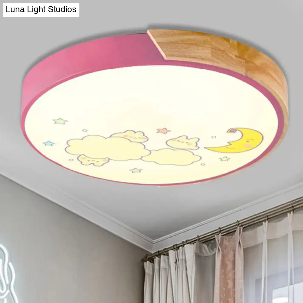 Cartoon LED Flush Ceiling Light Fixture for Kindergartens - Round Acrylic LED Ceiling Light