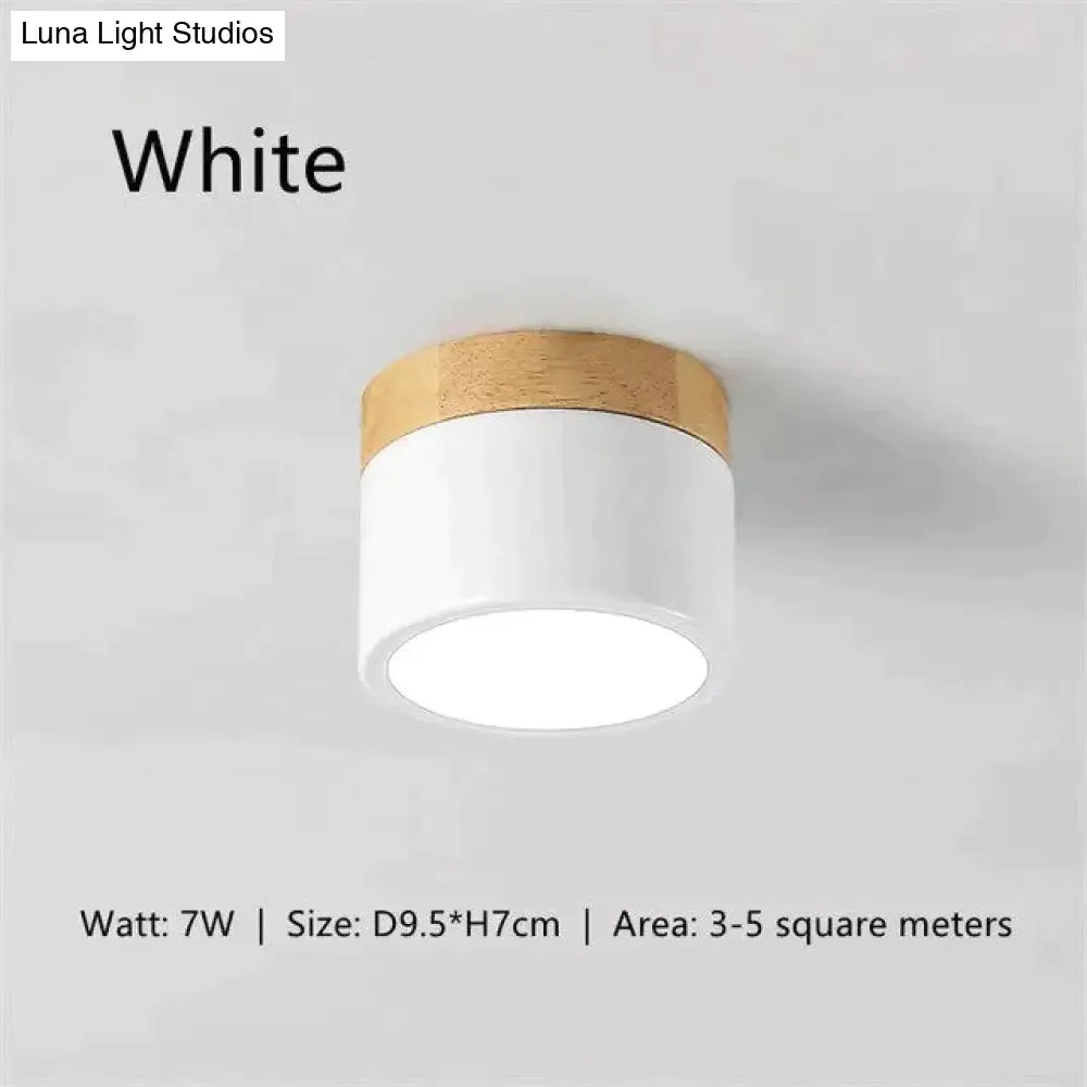 Ceiling Lights Iron&Wood Ceiling Lamp for Living Room Bedroom Kitchen Corridor Home Deco 7w LED Spot Light Fixtures