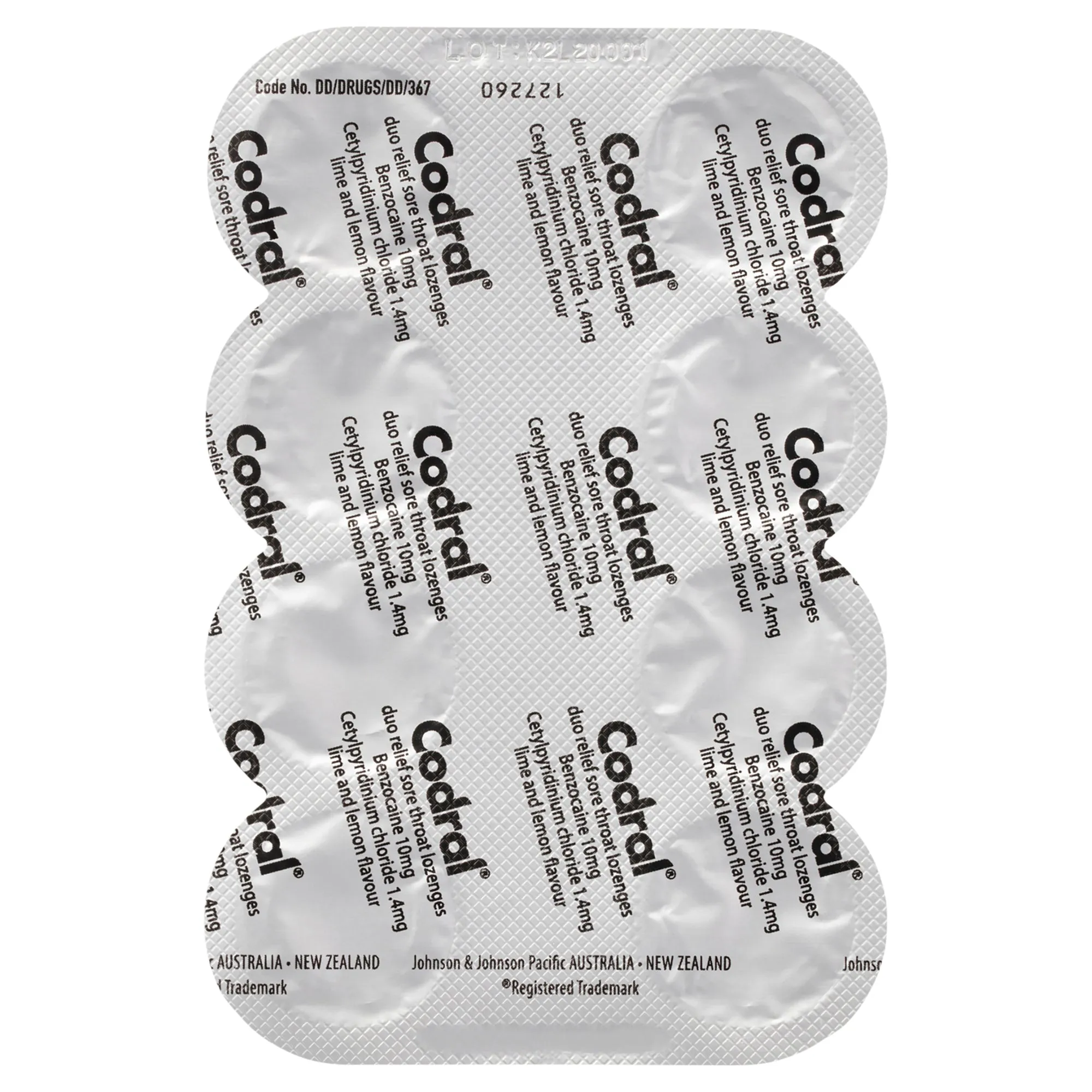 Codral Duo Relief Sore Throat Lozenges Antibacterial   Anaesthetic Lime & Lemon 16 Pack