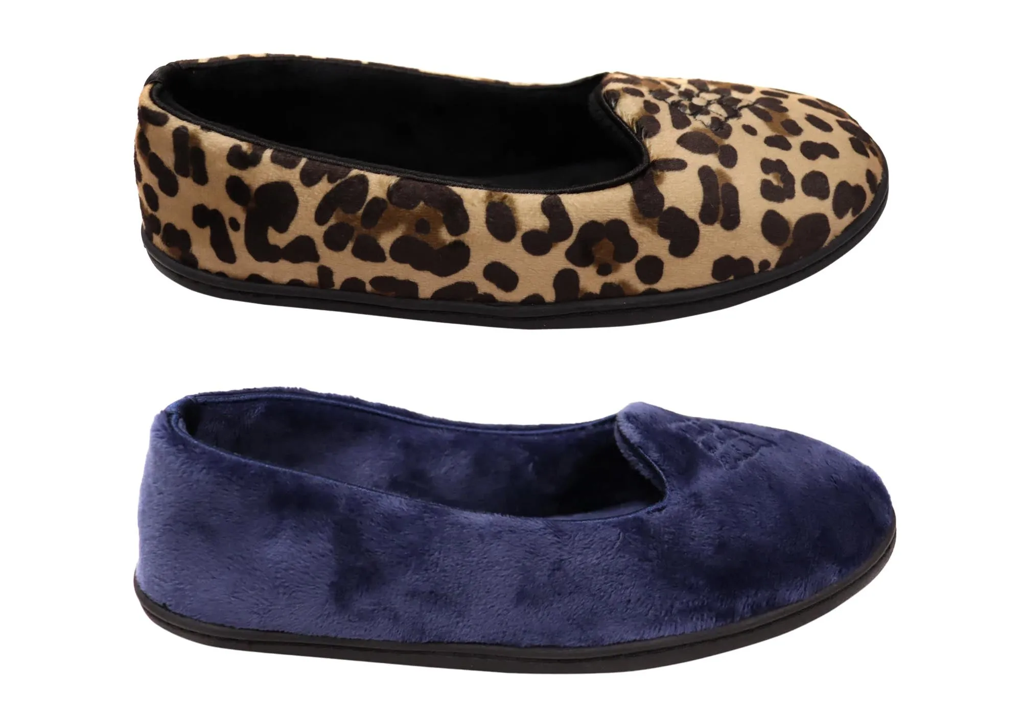 Dearfoams Womens Rebecca Microfiber Velour Wide Width Slippers