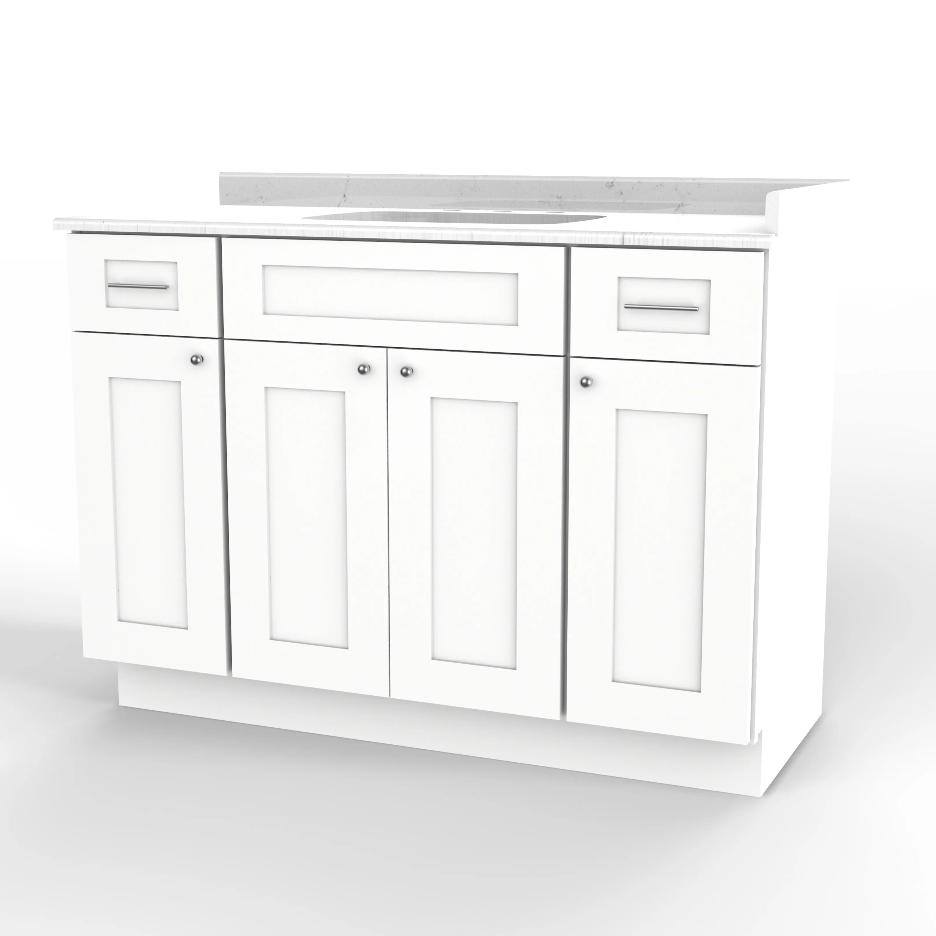 Disar 48'' White Bathroom Vanity with Calacatta Quartz Top