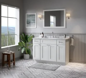 Disar 48'' White Bathroom Vanity with Calacatta Quartz Top