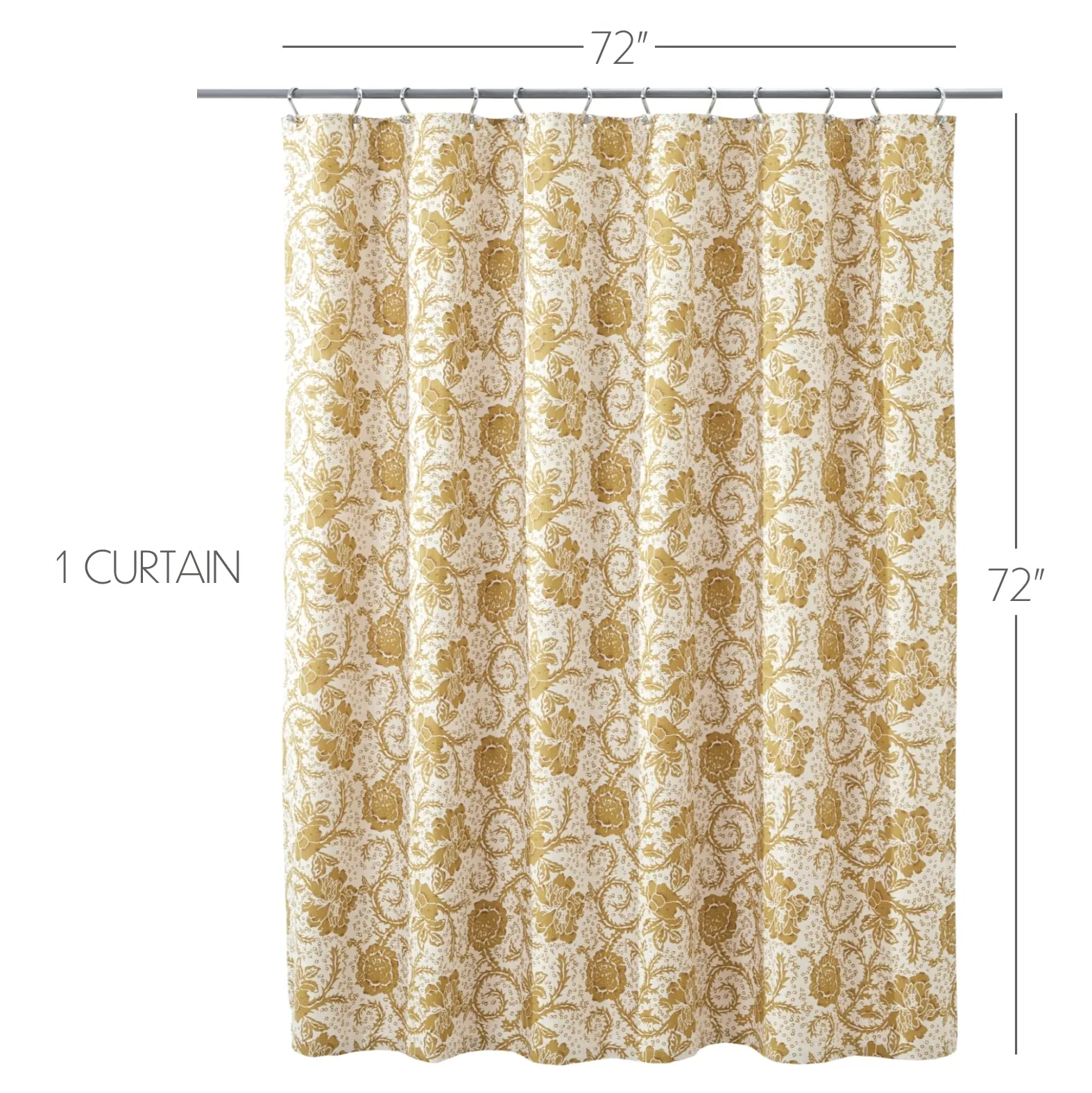 Dorset Gold Floral Shower Curtain 72"x72" VHC Brands