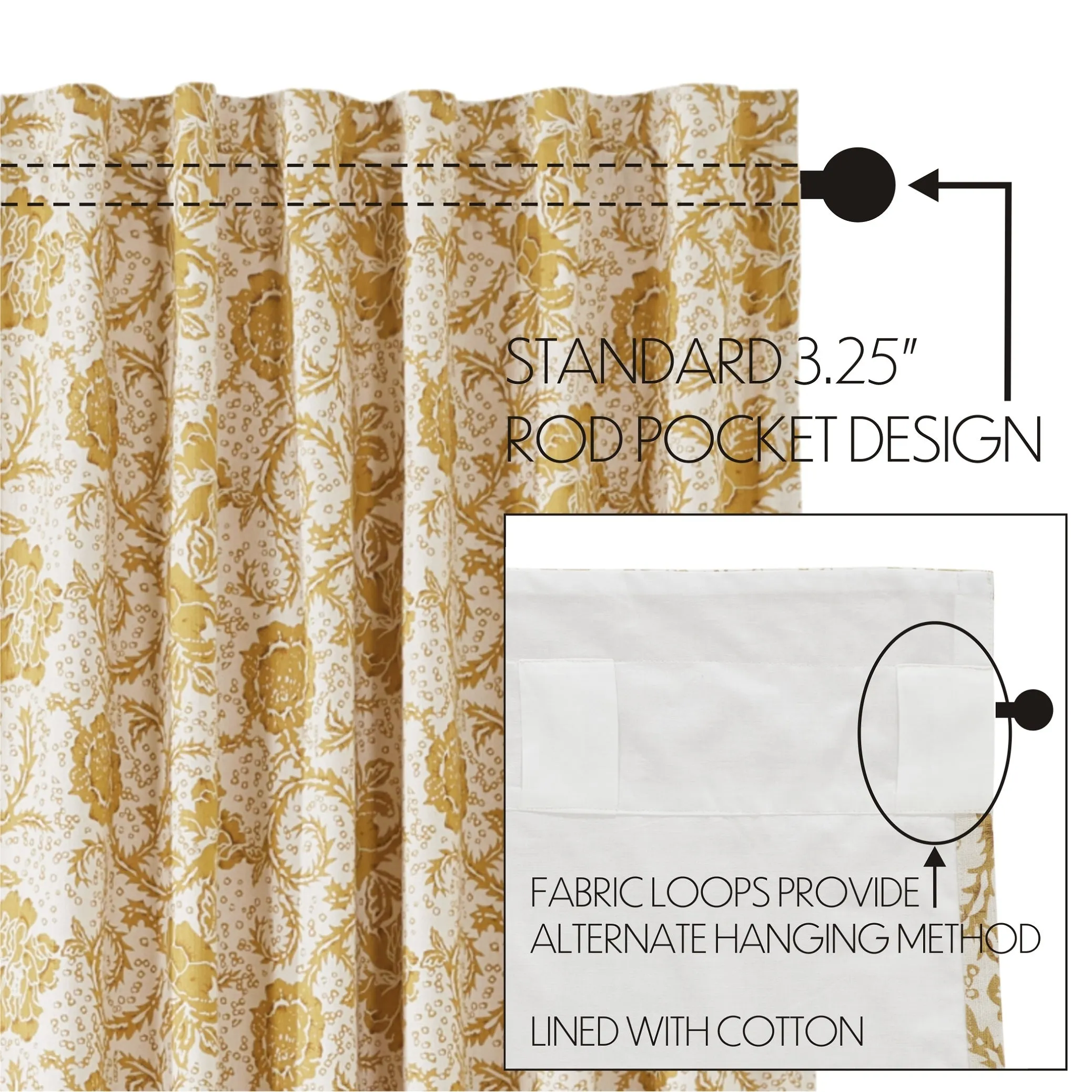 Dorset Gold Floral Shower Curtain 72x72