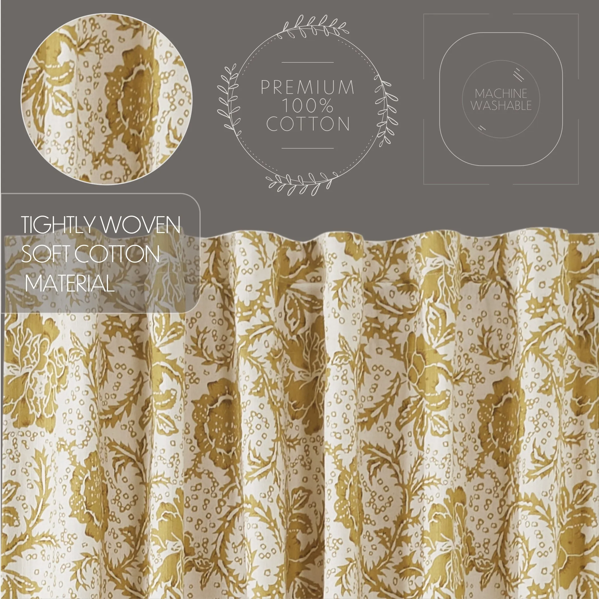 Dorset Gold Floral Shower Curtain 72x72