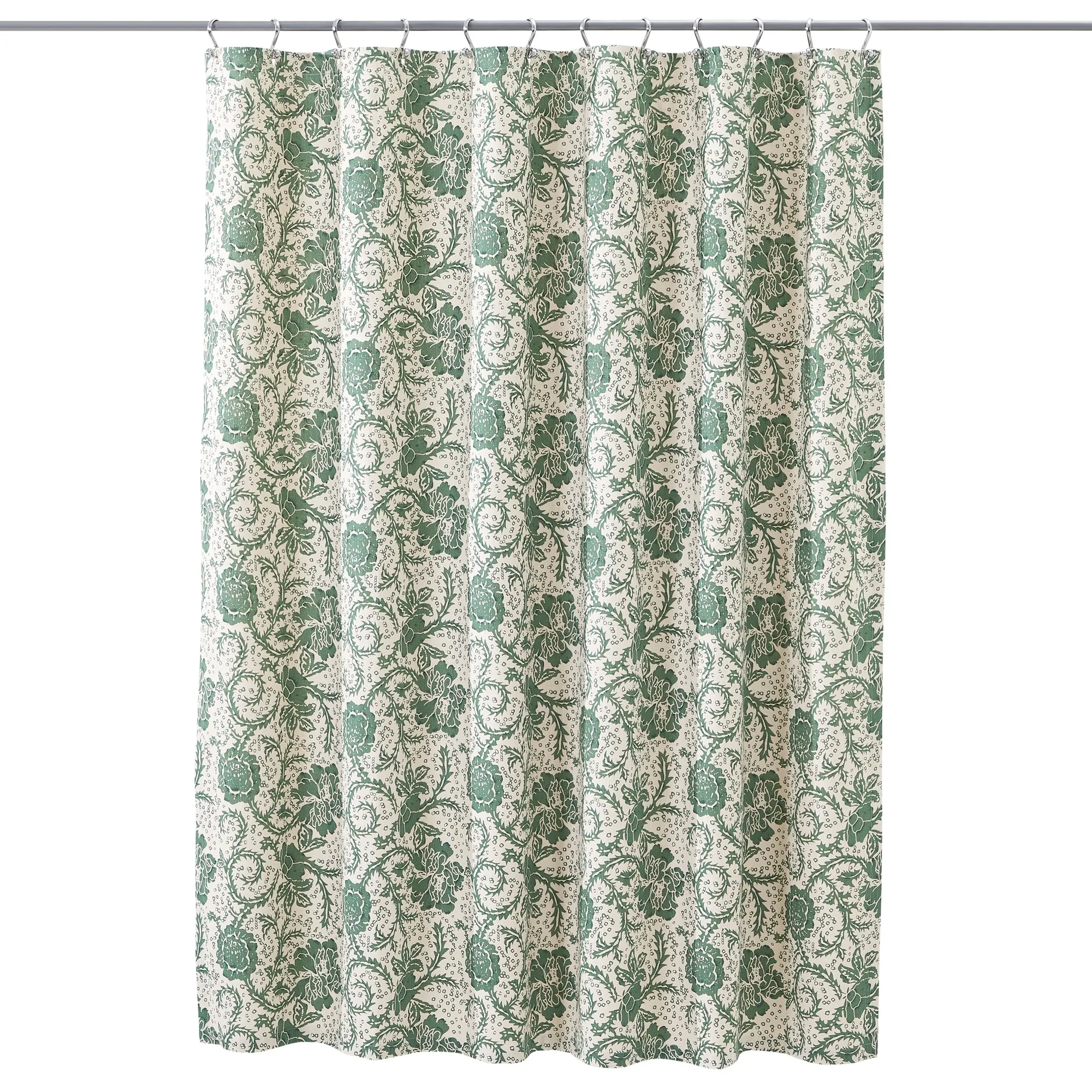 Dorset Green Floral Shower Curtain 72"x72" VHC Brands