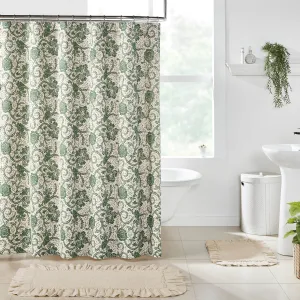 Dorset Green Floral Shower Curtain 72"x72" VHC Brands