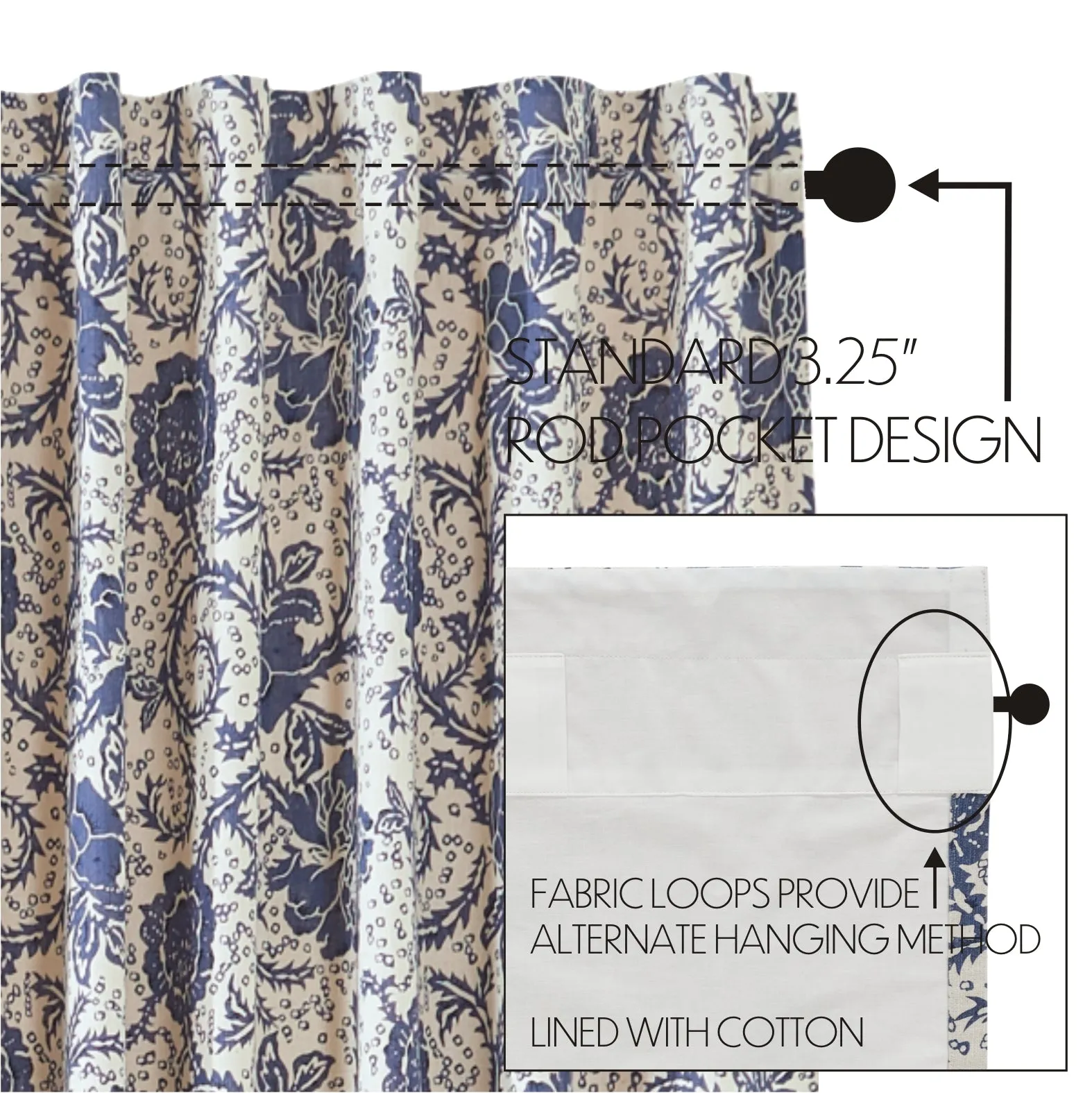 Dorset Navy Floral Shower Curtain 72x72