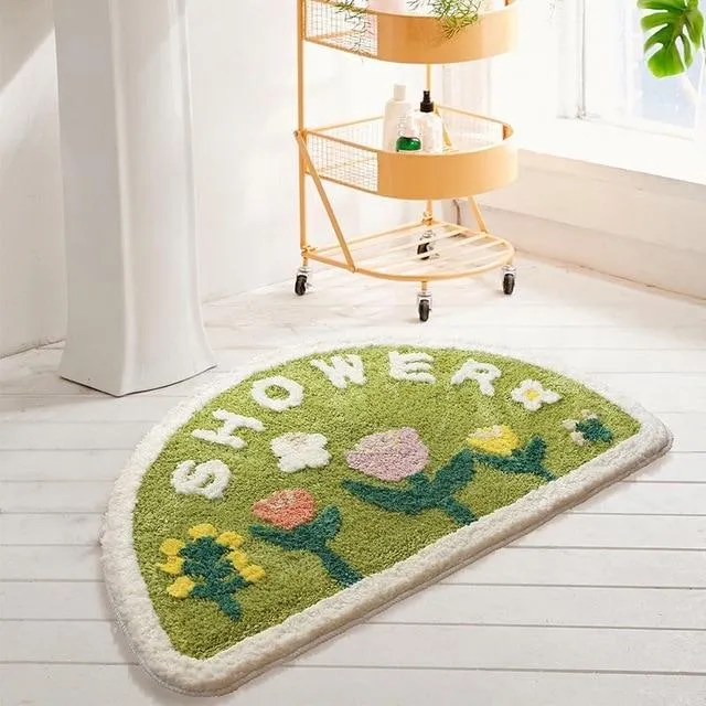 Elegant Blossom-Printed Anti-Slip Bath Mat