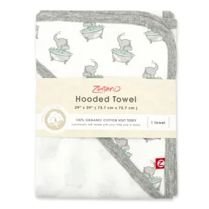 Elephants Organic Cotton Knit Terry Hooded Towel