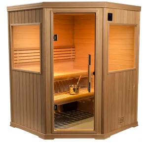 Finnleo Hallmark 5' x 5' Corner Finnish Sauna Bluetooth stereo & WIFI 240 volt