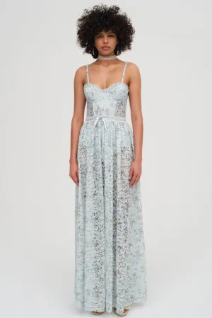 For Love & Lemons Ceceila Lace Maxi Dress - Blue