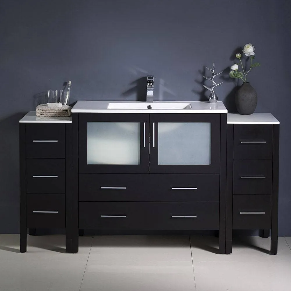 Fresca FCB62-123612ES-I Torino 60" Espresso Modern Bathroom Cabinets with Integrated Sink