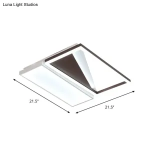 Geometric LED Flush Mount Light, Black and White Acrylic, Modern Design, 18"/21.5