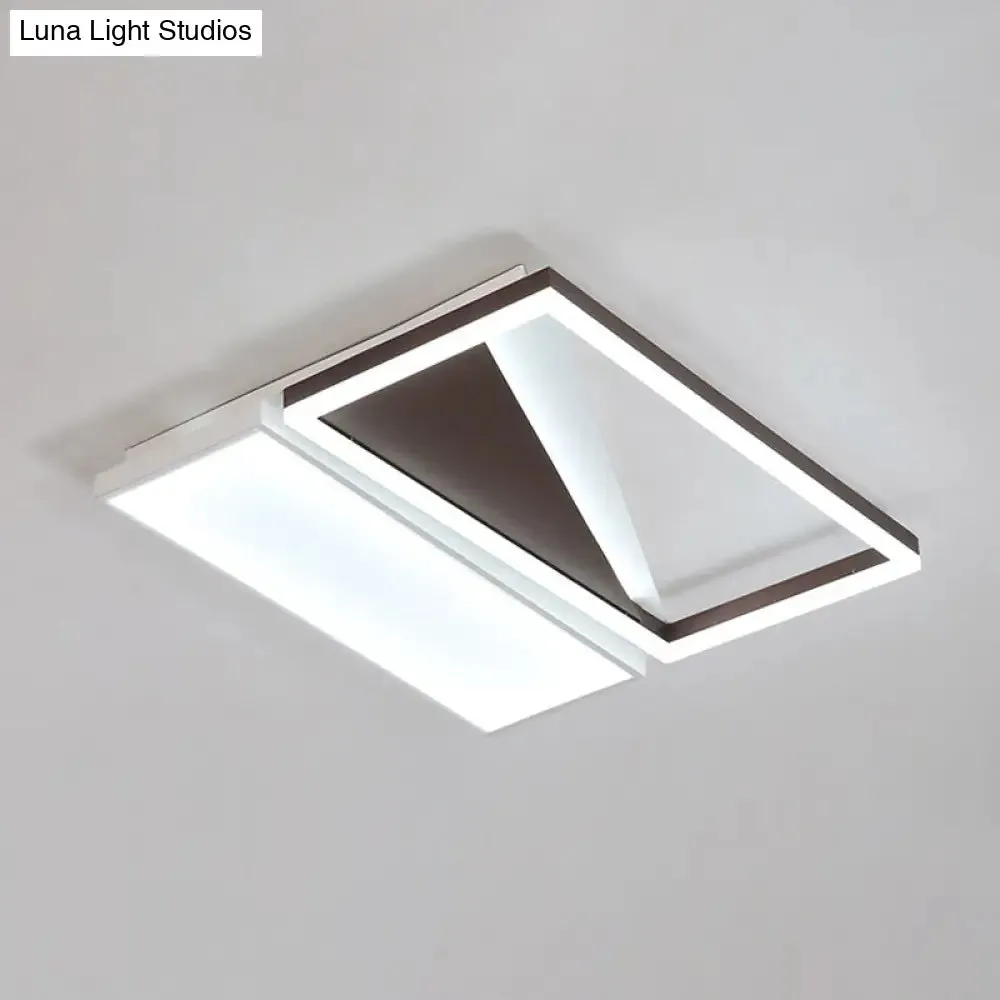 Geometric LED Flush Mount Light, Black and White Acrylic, Modern Design, 18"/21.5