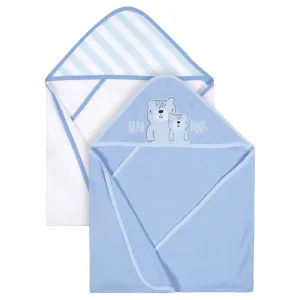 Gerber® Organic 2-Pack Baby Boys Teddy Hooded Towels