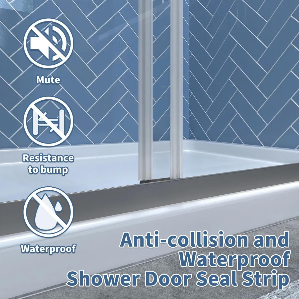 Glide 44-48" Wide x 70" Sliding Glass Shower Doors Frame in Nickel,Clear Tempered Glass