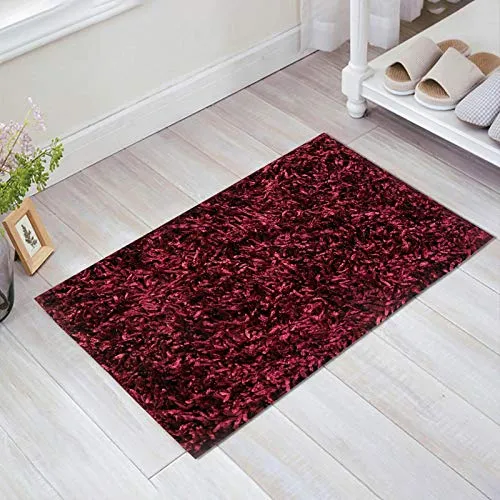 HOMA DORN Bath Mats for Bathroom Rugs Super Soft,Anti Skid, Absorbent, Shaggy Microfiber,Machine-Washable, Perfect for Door Mat (Wine)