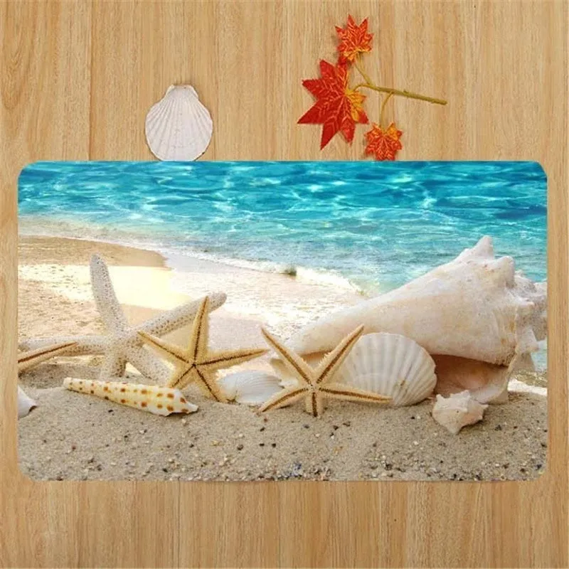 Home Decor Starfish Sea Shell Bathroom Carpets Rugs Bath Mat Bath Rugs Anti-slip Kitchen Mats Bathroom Mat Bathroom Carpets