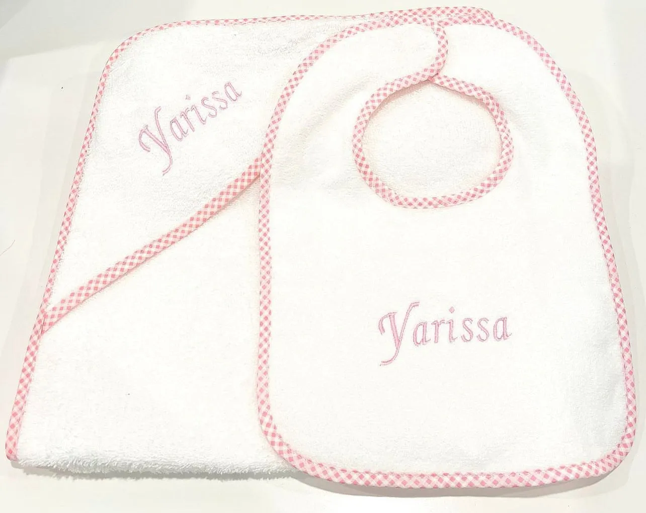 HOODED GINGHAM TOWEL & WASH CLOTH SET