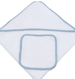 HOODED GINGHAM TOWEL & WASH CLOTH SET