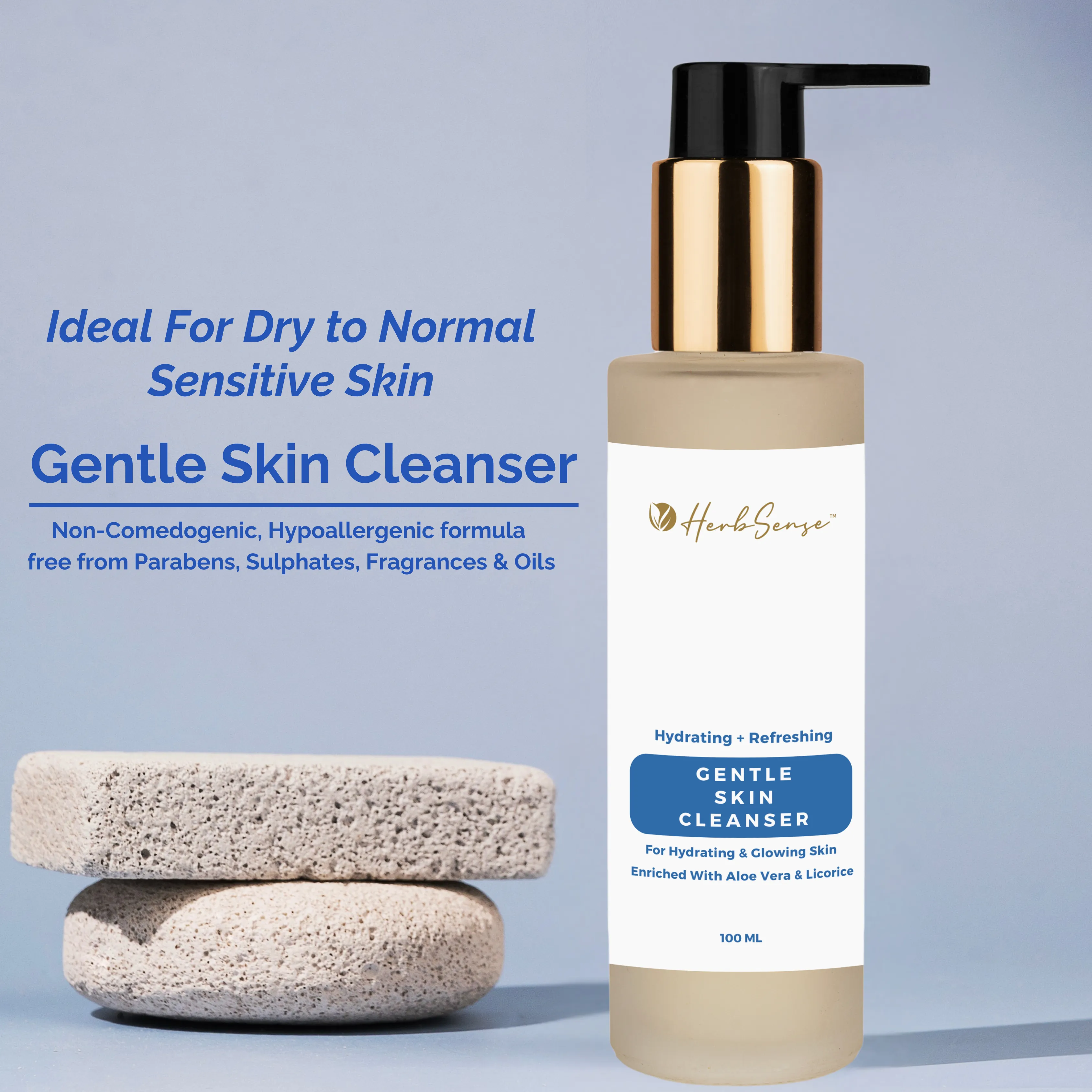 Hydrating Gentle Skin Cleanser- Soap Free, Fragrance Free Non-drying Formulation, Plant Based Face Wash   Refreshing 100ml