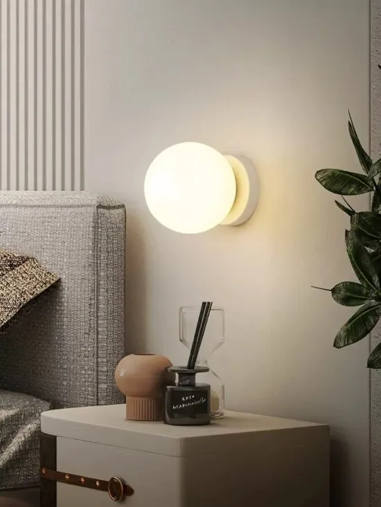 Ingvild Round Frosted Globe Wall Lamp