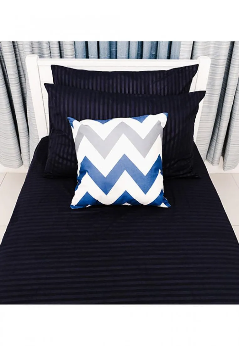 Jacquard Stripes Bedsheet Fitted Sheet - Twin with 2pc Pillow Case