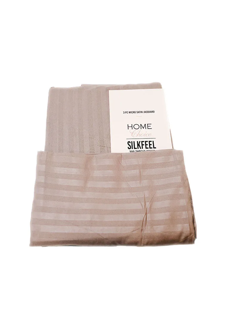 Jacquard Stripes Bedsheet Fitted Sheet - Twin with 2pc Pillow Case