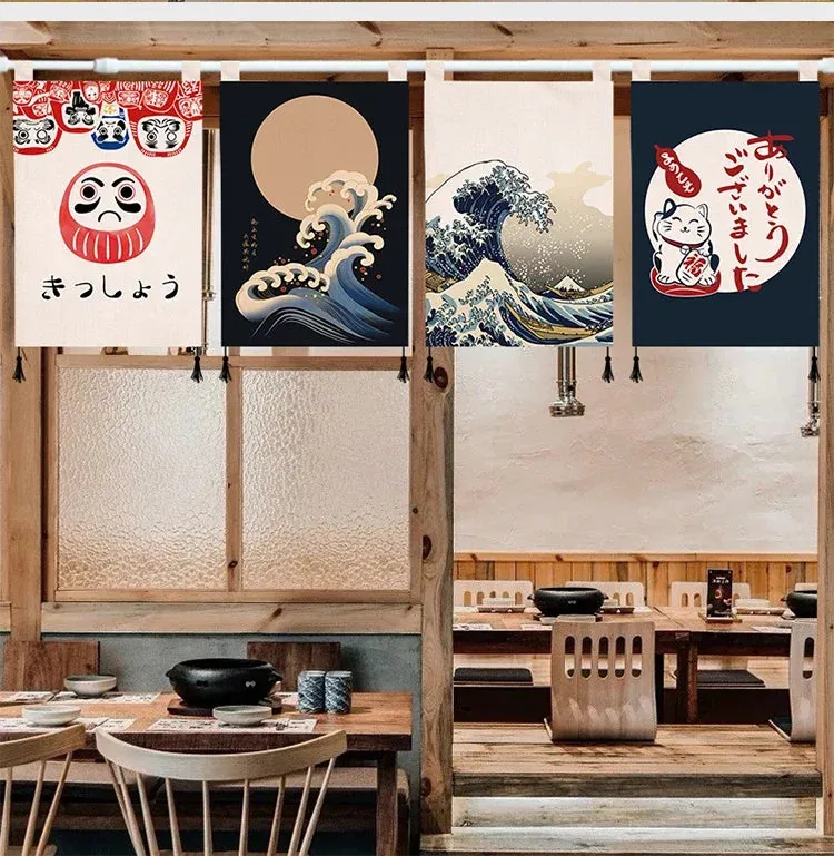 Japanese Style Small Hanging Curtain Kitchen Doorway Flag Curtain Izakaya Hanging Household Partition Curtain