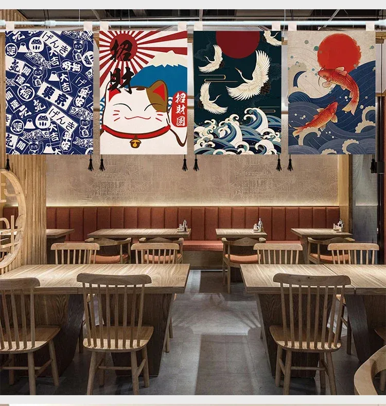 Japanese Style Small Hanging Curtain Kitchen Doorway Flag Curtain Izakaya Hanging Household Partition Curtain