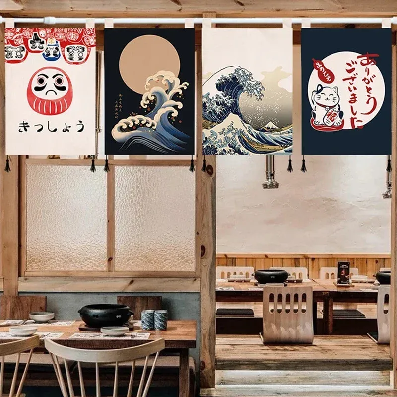 Japanese Style Small Hanging Curtain Kitchen Doorway Flag Curtain Izakaya Hanging Household Partition Curtain