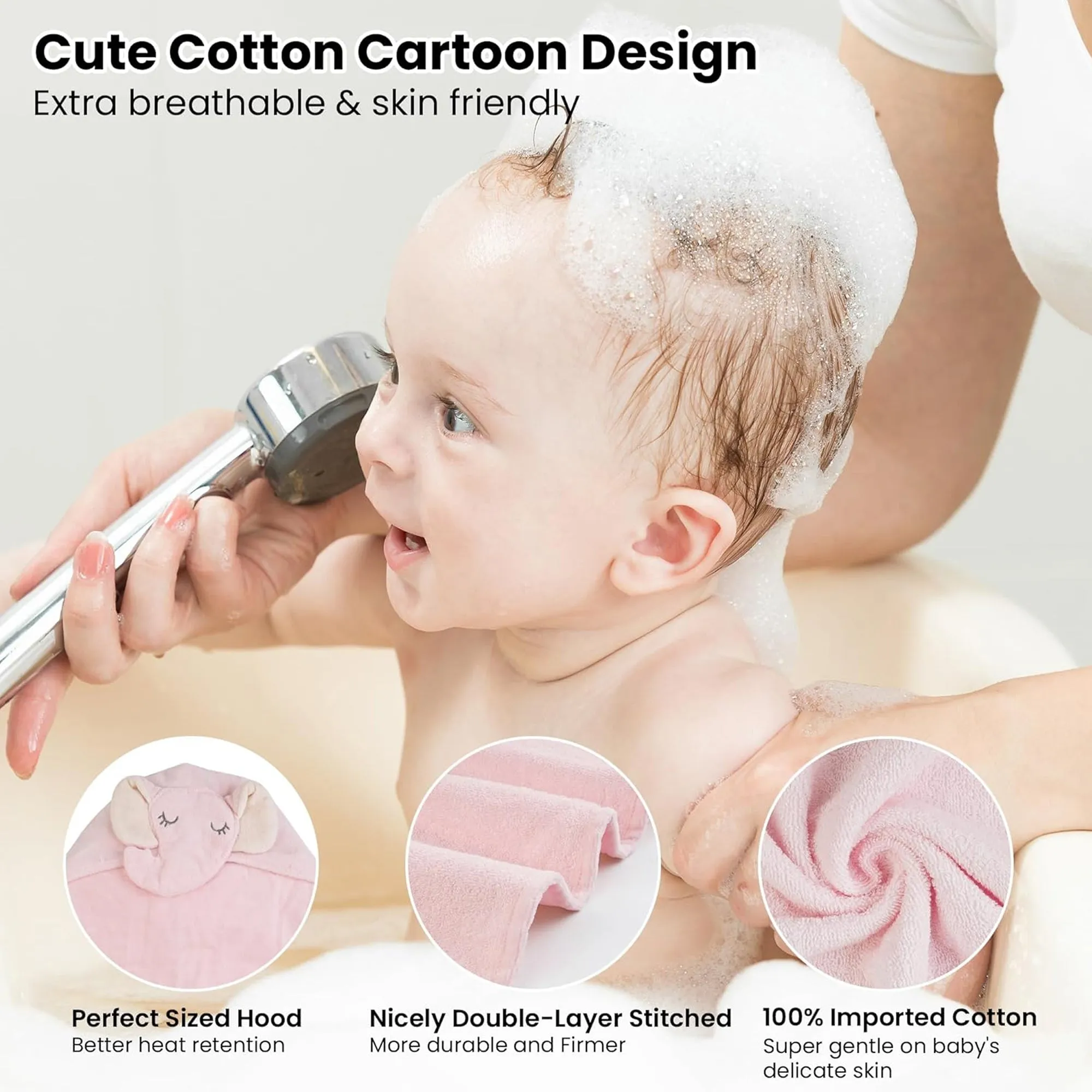 Koala Cotton Hooded Baby Bath Towel with Baby Loofah