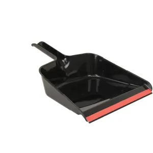 Laitner Brush Company 11" Black plastic dustpan with rubber lip