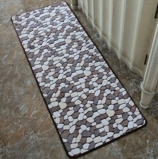 Large Bath Mat Set Non Slip Bathroom Carpets Stones Pattern Bathroom Floor Mat Shower Room Entry Doormat Toilet Rugs