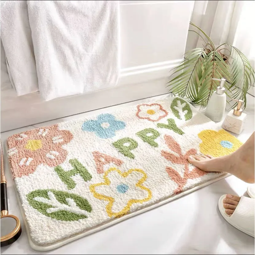 Latest Anti-Skid Bath Mat with Flower Pattern for Bathroom