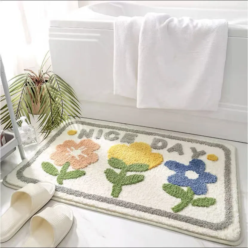 Latest Anti-Skid Bath Mat with Flower Pattern for Bathroom