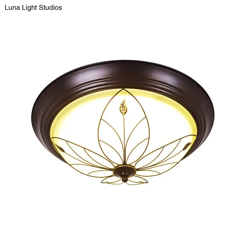 LED Frosted Glass Flush Mount Light Fixture - Traditional White Bowl Design for Corridor Ceiling Lighting in Warm/White Light, 13" or 19.5" Wide