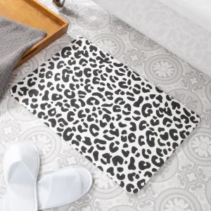 Leopard Print Bathmat - Cheetah Print Bath Mat - Cheetah Shower Mats - Cheetah Bathroom - White Stone Non Slip Bath Mat - Animal Print Mat