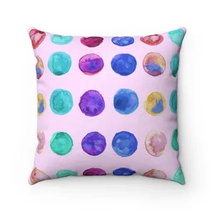 Light Pink Dots Pillow, Cute Swedish Polka Dots Spun Polyester Square Pillow-Made in USA