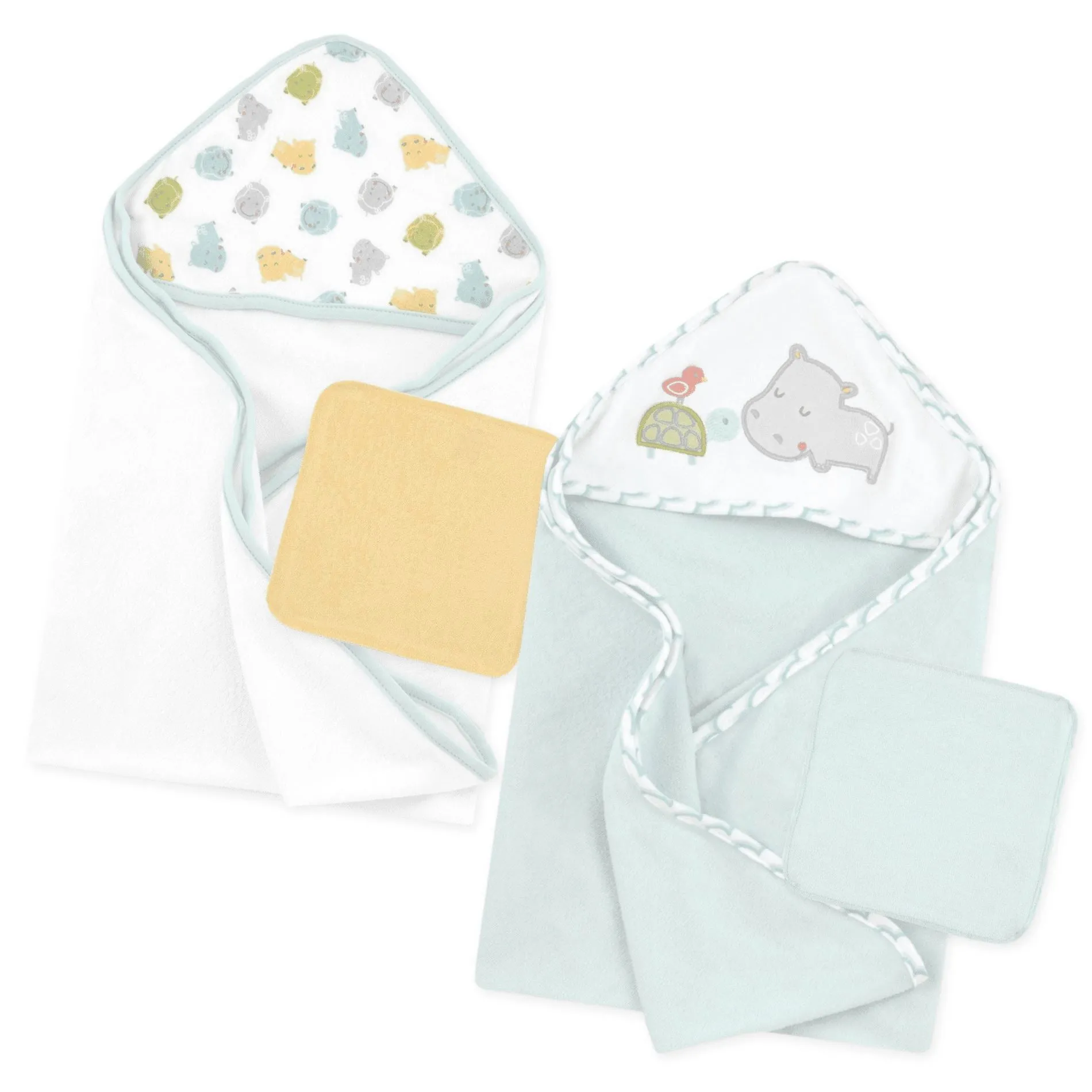 Love to Bathe 4-Piece Hooded Towel & Washcloth Set