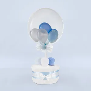 Luxury Blue Multi-Bubble Balloon with Lollipop Nappy Cake