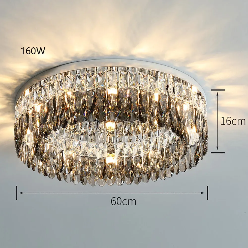 Luxury Square Crystal LED Ceiling Lights - Modern Dimmable Lamps for Elegant Living Room Decor & Home Lustres