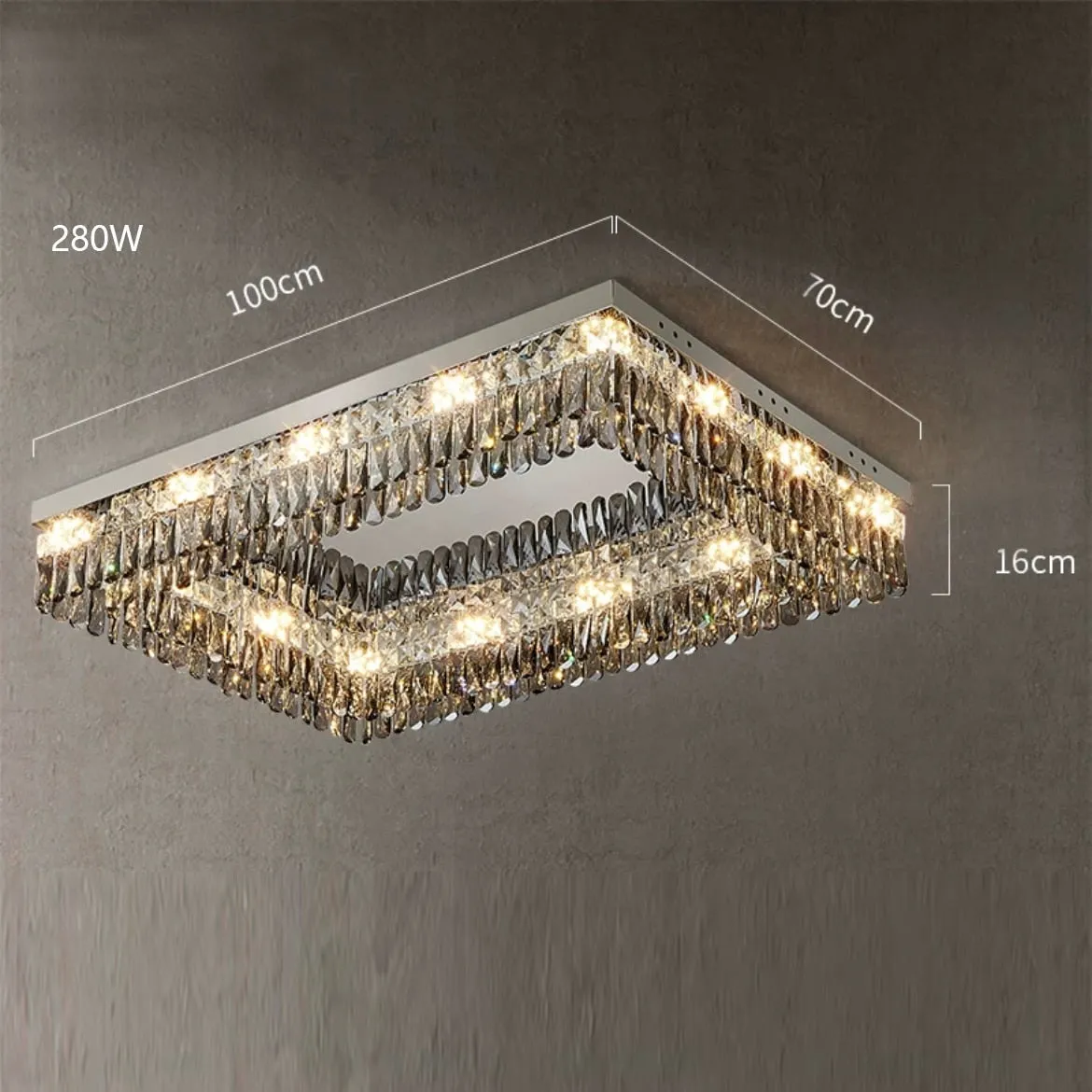 Luxury Square Crystal LED Ceiling Lights - Modern Dimmable Lamps for Elegant Living Room Decor & Home Lustres