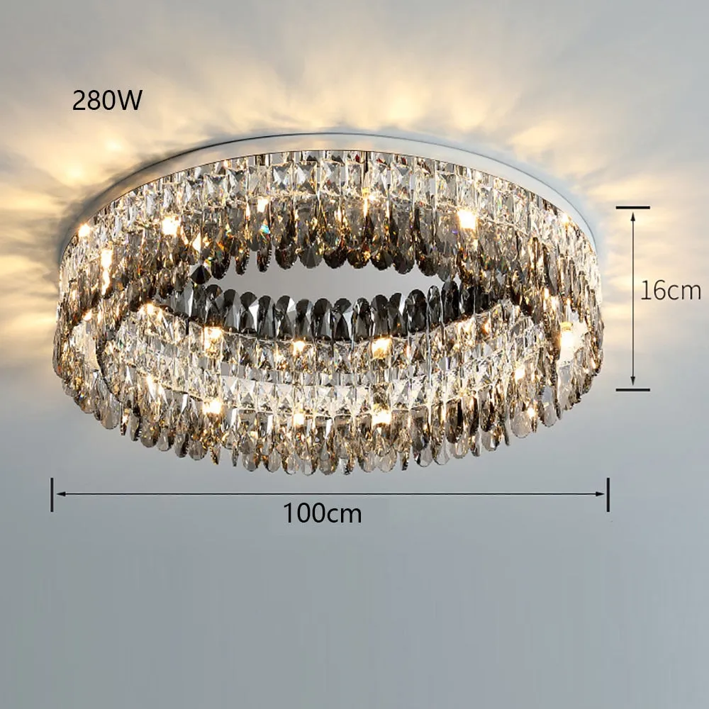 Luxury Square Crystal LED Ceiling Lights - Modern Dimmable Lamps for Elegant Living Room Decor & Home Lustres