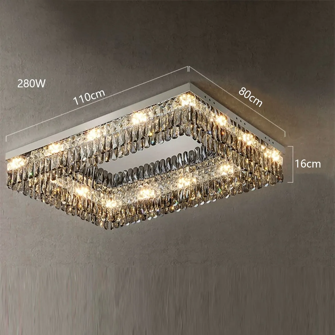 Luxury Square Crystal LED Ceiling Lights - Modern Dimmable Lamps for Elegant Living Room Decor & Home Lustres