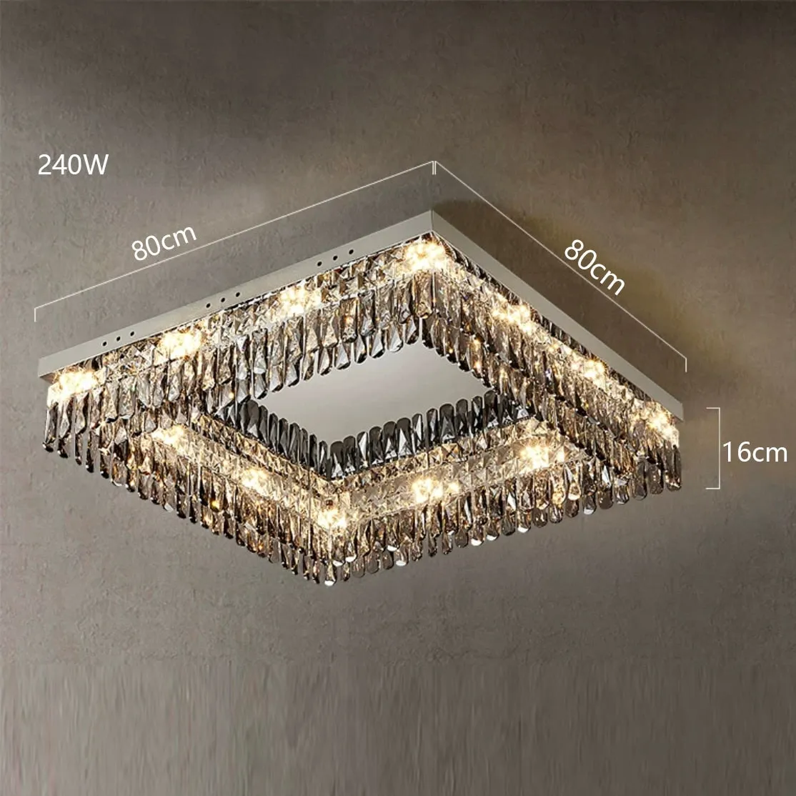 Luxury Square Crystal LED Ceiling Lights - Modern Dimmable Lamps for Elegant Living Room Decor & Home Lustres