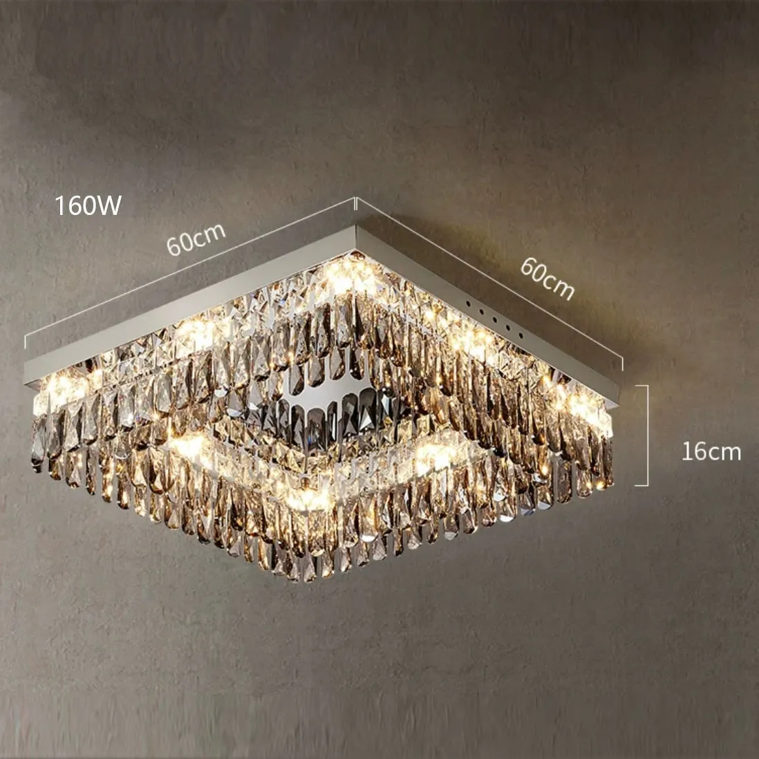 Luxury Square Crystal LED Ceiling Lights - Modern Dimmable Lamps for Elegant Living Room Decor & Home Lustres